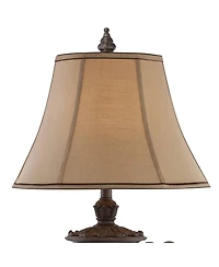 Regency Hill Traditional Table Lamp Tall Usb Charging Port Urn Faux Silk Bell Shade for Bedroom Living Room Office