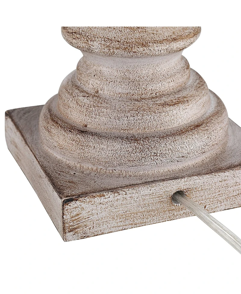 Regency Hill Rustic Farmhouse Table Lamps High Set of 2 -Washed Faux Wood Linen Pleat Shade for Bedroom Living Room