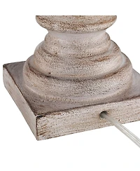 Regency Hill Rustic Farmhouse Table Lamps High Set of 2 -Washed Faux Wood Linen Pleat Shade for Bedroom Living Room