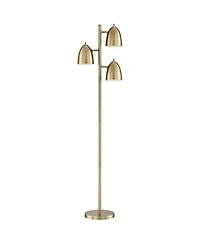 360 Lighting Aaron Mid Century Modern 64" Tall Standing Floor Lamps Set of 2 Lights Adjustable 3-Light Metal Aged Brass