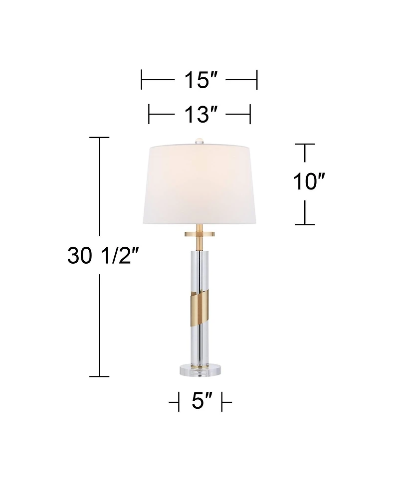 Vienna Full Spectrum Alfred " High Soft Brass and Crystal Column Table Lamp Set of 2