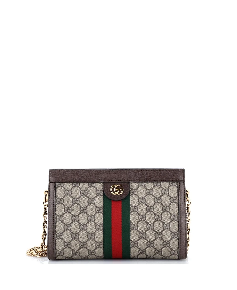 Pre-Owned Gucci Small Ophidia Chain Shoulder Bag Gg Coated Canvas