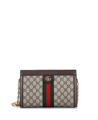 Pre-Owned Gucci Small Ophidia Chain Shoulder Bag Gg Coated Canvas