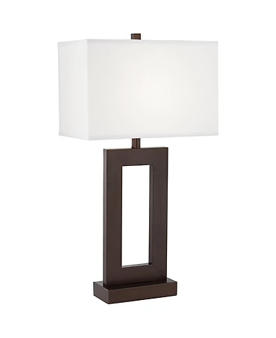 360 Lighting Marshall Modern Table Lamp 30 1/4" Tall Bronze Metal with Usb Dimmer Cord Rectangular Shade for Bedroom Living Room Bedside Home