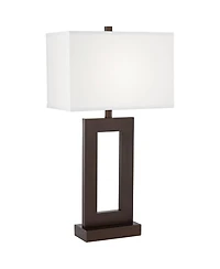 360 Lighting Marshall Modern Table Lamp 30 1/4" Tall Bronze Metal with Usb Dimmer Cord Rectangular Shade for Bedroom Living Room Bedside Home