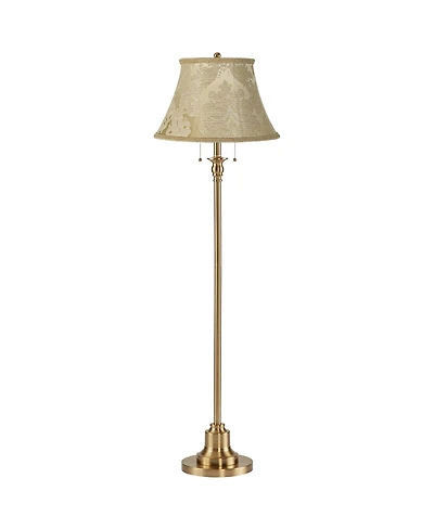360 Lighting Dyna Traditional 58" Tall 2-Light Standing Floor Lamp Pole Pull Chain Antique Brass Finish