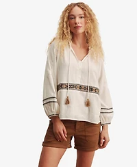 Sanctuary Women's Embroidered Long-Sleeve Blouse