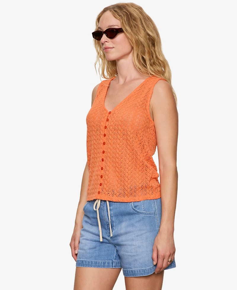 Sanctuary Women's No Rush Button-Front Sleeveless Tank Top