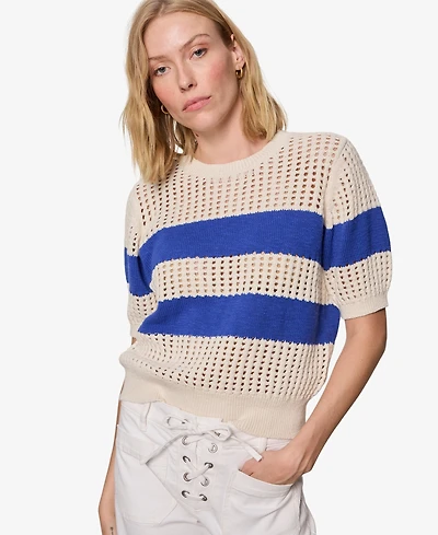 Sanctuary Women's Beachside Openwork Crewneck Cotton Top