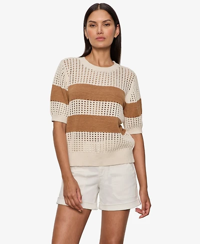 Sanctuary Women's Beachside Openwork Crewneck Cotton Top