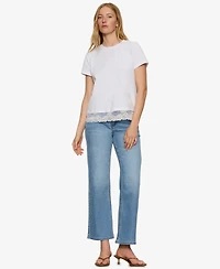 Sanctuary Women's Lace-Hem Crewneck T-Shirt