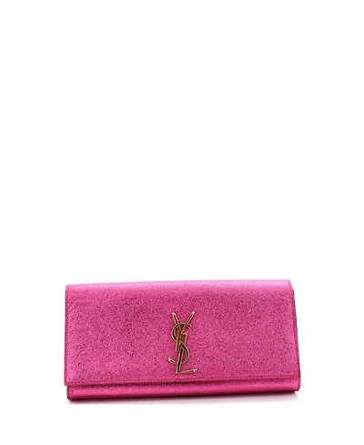 Pre-Owned Saint Laurent Long Classic Monogram Clutch Metallic Calfskin