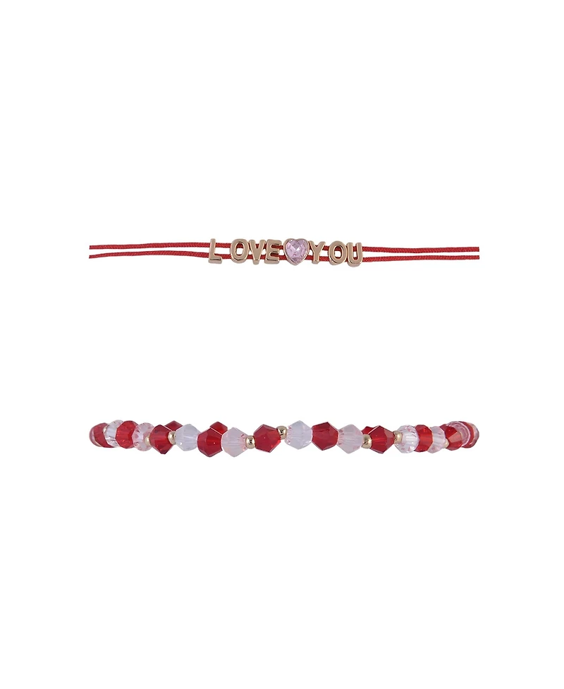 Hallmark Glass Stone Valentine s Day Bracelet Set Brass