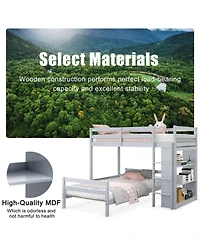 Gouun Loft Bed with Storage Shelves