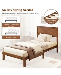 Gouun Rubberwood Bed Frame with Headboard