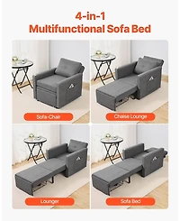 Gouun Convertible Sleeper Sofa Bed with 5 Adjustable Angles, Side Pockets, and Pull-Out Design