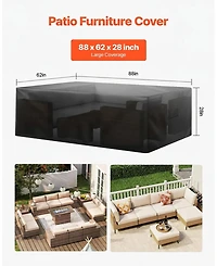 Gouun 420D Heavy Duty Waterproof Rectangular Patio Furniture Cover, 88 x 62 x 28 in