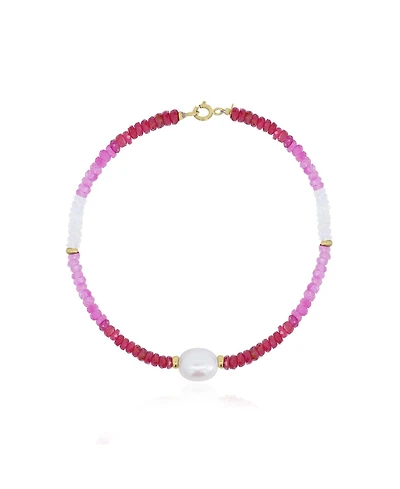 The Lovery Ruby Ombre Bead Pearl Bracelet 14K Gold