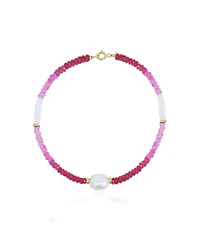 The Lovery Ruby Ombre Bead Pearl Bracelet 14K Gold