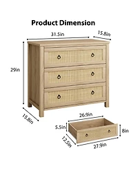 gaomon Drawer Dresser for Bedroom, Wide Rattan Dresser, Boho Chest of Drawers
