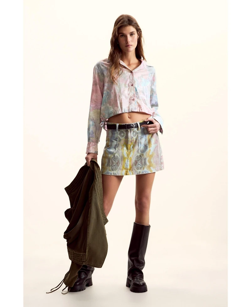 Desigual Women's Shirt With Ties Designed By Mr. Christian Lacroix