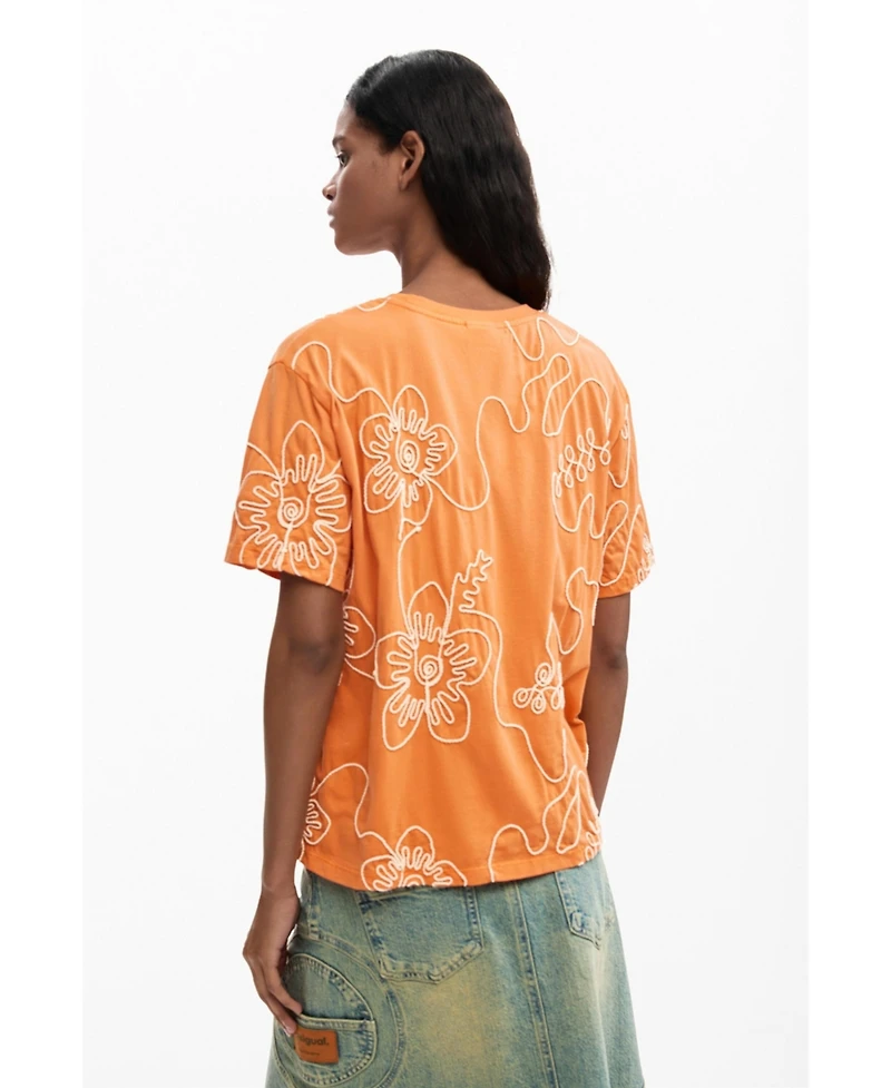 Desigual Women's Embroidered Flowers T-shirt