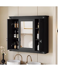 Busdays Bathroom Wall Cabinet with Mirror, Wall Mounted Medicine Cabinet with 4 Shelves, Mirrored Door Over Toilet Storage Cabinet