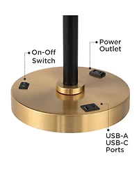 Possini Euro Design Carlyle 30 1/2" Tall Mid Century Modern Desk Lamps Set of 2 Usb Port Smart Socket Ac Power Outlet