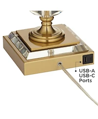 Stiffel Heath 31 5/8" Tall Large Traditional End Table Lamp Usb Port Luxe Crystal Single Living Room Charging