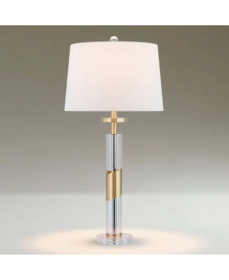 Vienna Full Spectrum Alfred 30 1/2"H Soft Brass and Crystal Column Table Lamp with Dimmer
