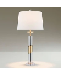 Vienna Full Spectrum Alfred 30 1/2"H Soft Brass and Crystal Column Table Lamp with Dimmer