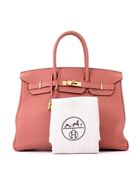 Pre-Owned HERMES Birkin 35 Handbag Pink Togo with Gold Hardware