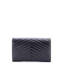Pre-Owned Saint Laurent Medium Classic Monogram Wallet on Chain Matelasse Chevron Leather