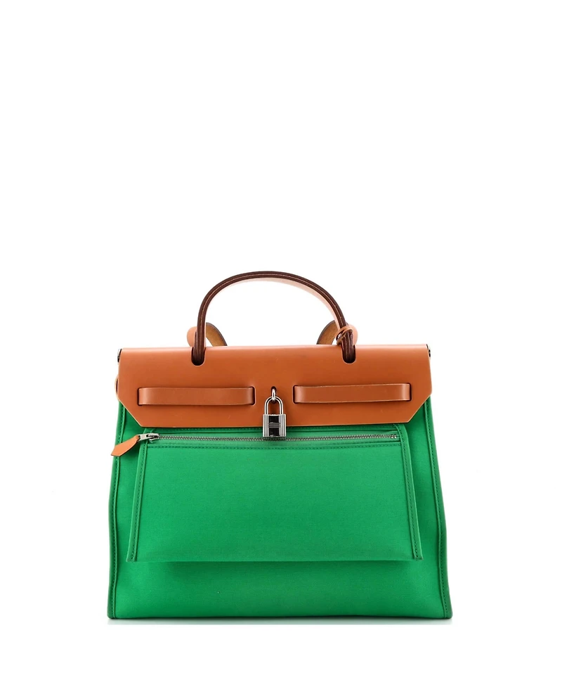 Pre-Owned Hermes 31 Herbag Zip Berline Vache Canvas and Leather