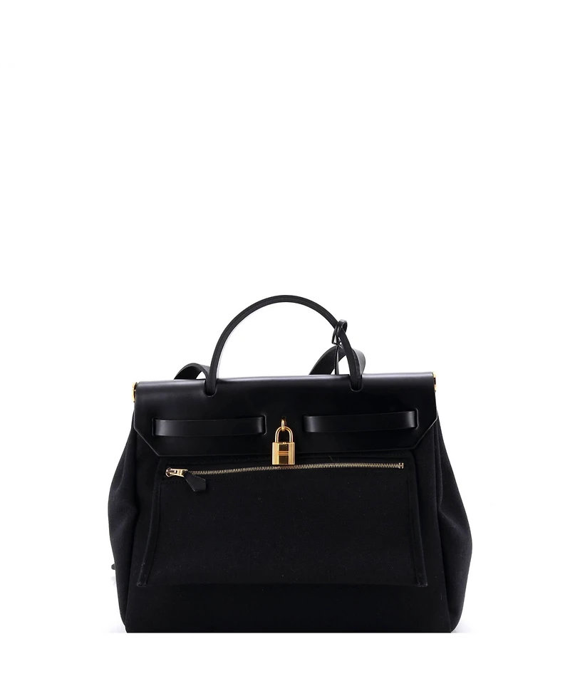 Pre-Owned HERMES Herbag Zip Leather and Toile