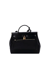 Pre-Owned HERMES Herbag Zip Leather and Toile