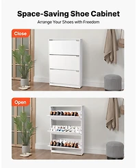 Gouun 3-Drawer Flip-Down Shoe Storage Cabinet with Anti-Tip Device