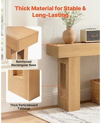 Gouun 63 Inch Farmhouse Console Table with Shelf and Hidden Storage