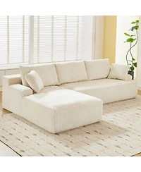 gaomon 106" Modular Sectional Sofa, Corduroy Cloud Couch with L-Shaped Chaise, No Assembly - Off white