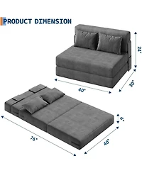 gaomon 76" Folding Sofa Bed, Convertible Futon Couch with Pillow, Linen Fabric for Small Spaces