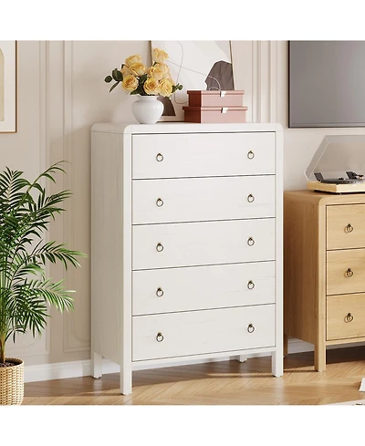 gaomon Modern 5 Drawer Wooden Dresser Storage Chest