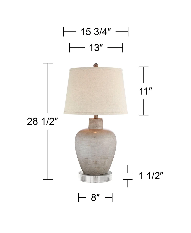 Regency Hill Glenn Rustic Farmhouse Table Lamps Set of 2 with Round Risers 28 1/2" Tall Neutral Fabric Drum Shade for Bedroom Living Room Nightst