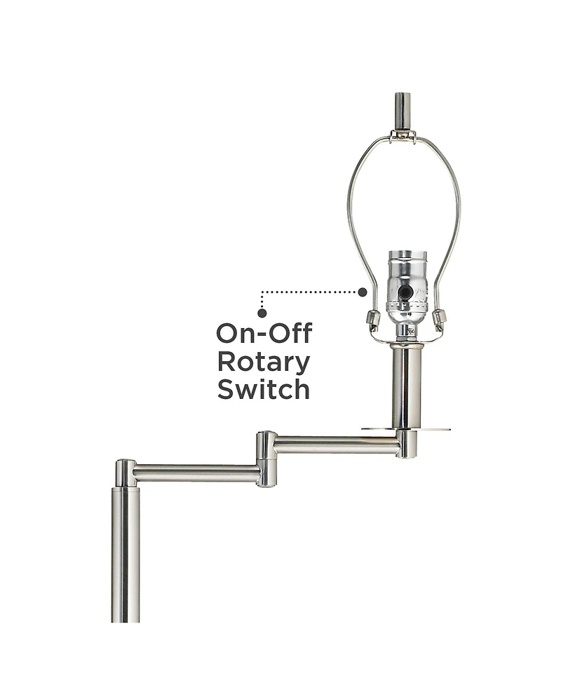 360 Lighting Druckman Modern 60 1/2" Tall Standing Floor Lamp Swing Arm Silver Metal Brushed Nickel Finish