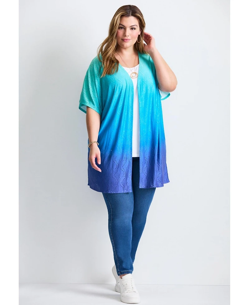 Avenue Women's Knit Eyelet Kimono