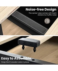 Gouun Queen Metal and Wood Bed Frame with Led Lights and Charging Station