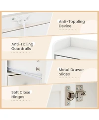 Gouun Makeup Vanity Desk with Led Lighted Mirror and Built-In Charging Station