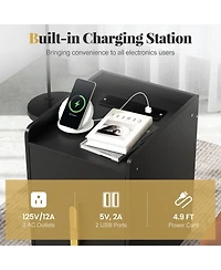 Gouun Nightstand with 2 Drawers and Usb Charging Ports