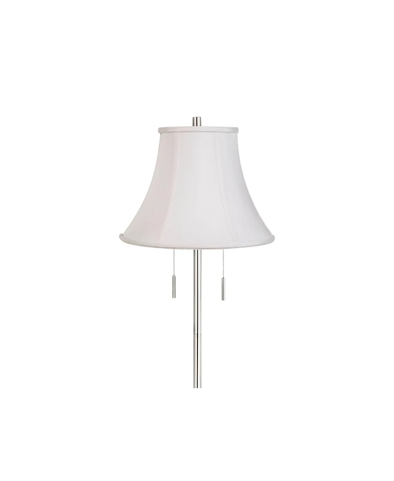 360 Lighting Modern Floor Lamp Brushed Nickel Imperial Fabric Bell Shade for Living Room Reading Bedroom Office