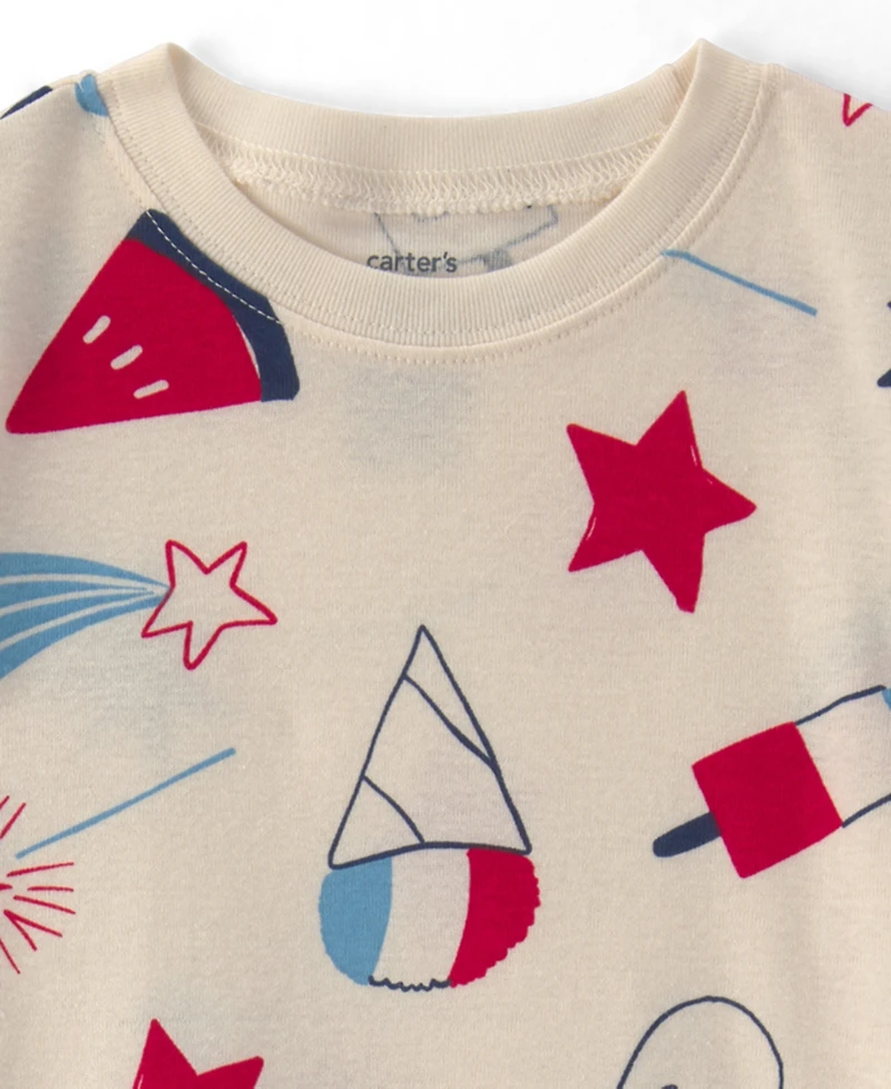 Carter's Boys' or Girls' Toddler 2T-5T Fourth of July Short-Sleeve Sleep and Play, 2-Piece Set