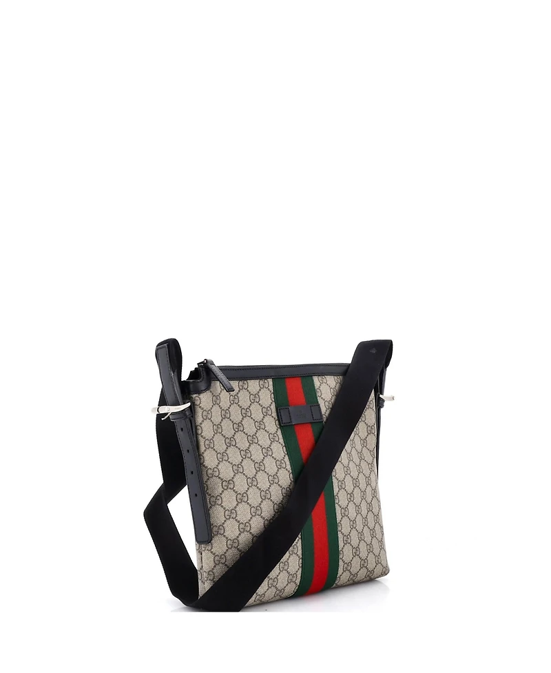 Pre-Owned Gucci Medium Web Messenger Bag Gg Coated Canvas